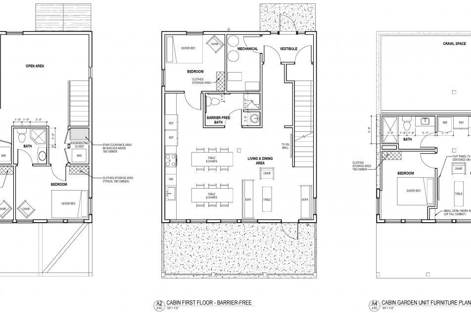 Engineering drawings of the duplex cabin